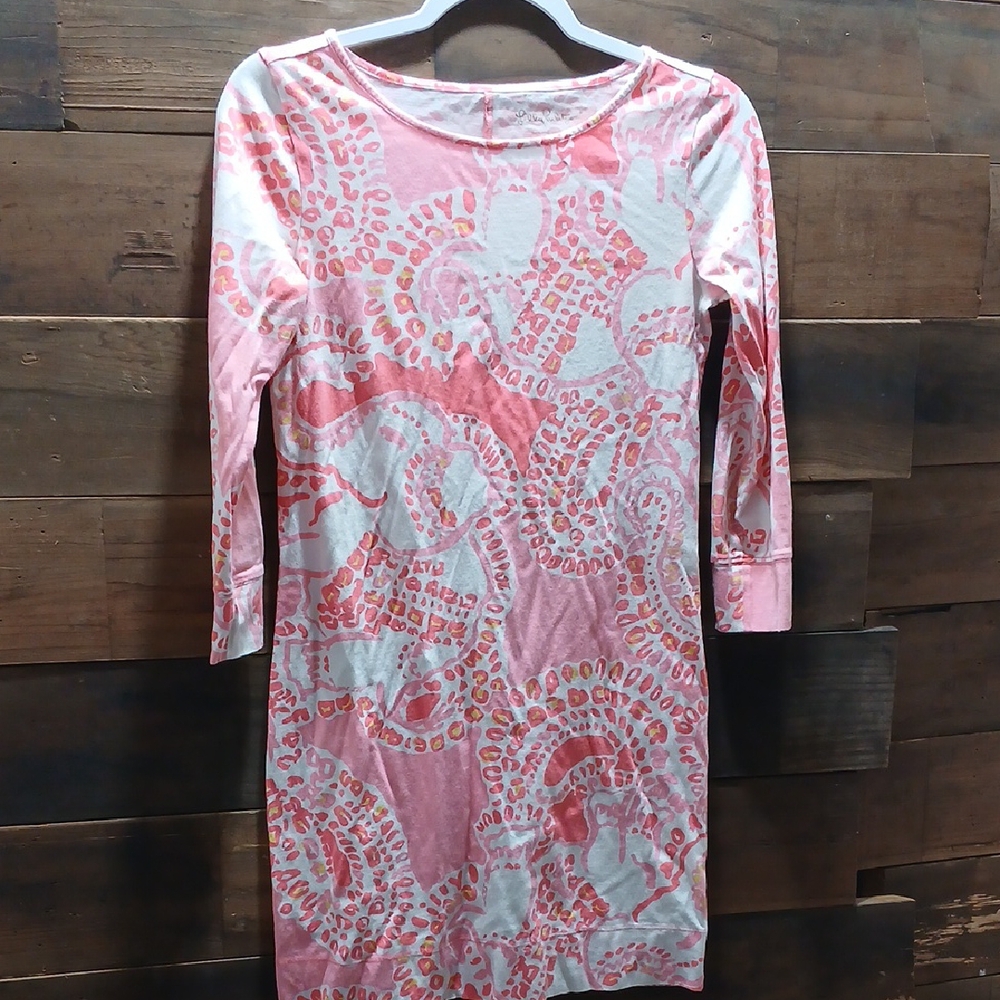 Lilly Pulitzer Pink and White Cotton Dress Size XS